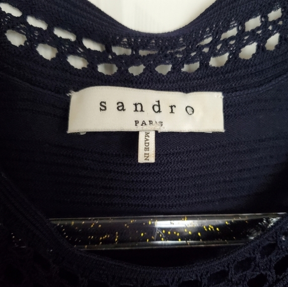 Sandro Navy Knit Dress Size 3 - Picture 6 of 10